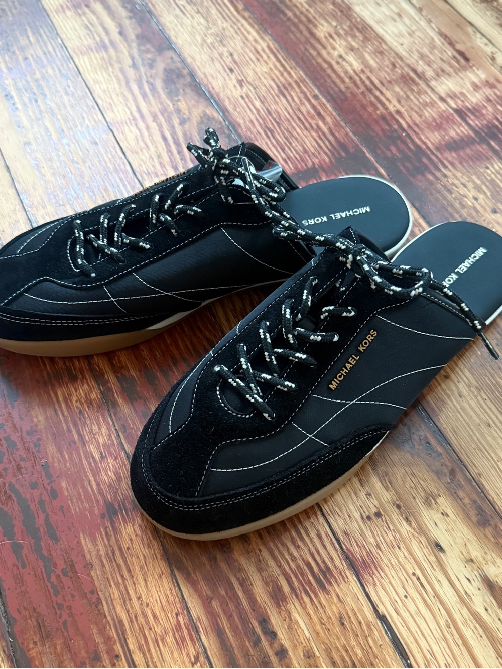 Michael Kors Brand New Black Lace-Up Mule Slides